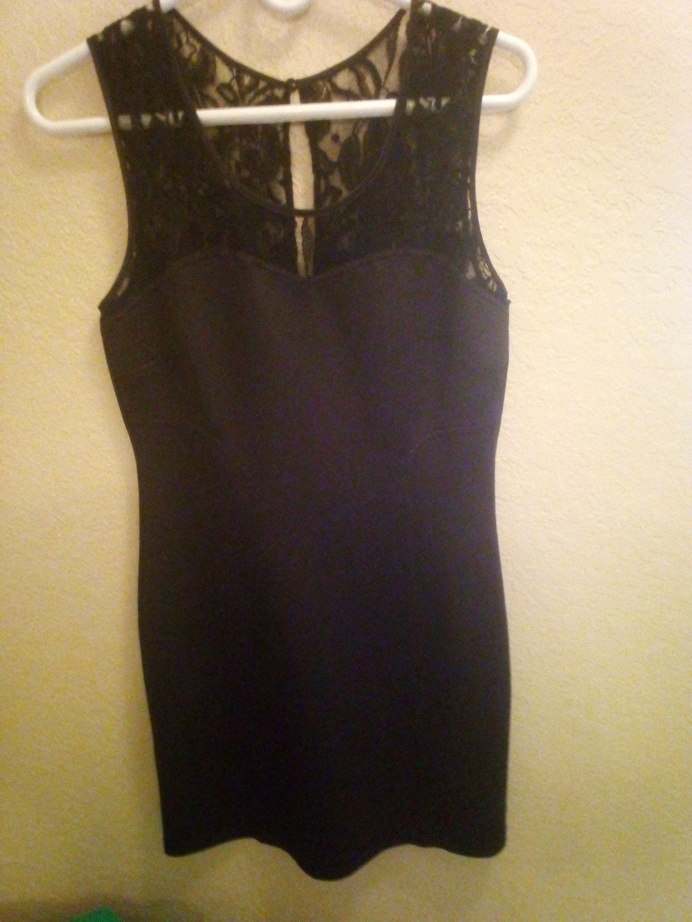 Black Lace Yoke Mini Dress
